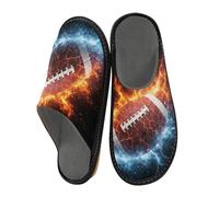 ISAOA Pantoufles antidérapantes chaudes pour intérieur et extérieur Motif football Ice and Fire, Motif football Ice and Fire, 40/41 EU