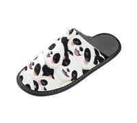 ISAOA Pantoufles antidérapantes lavables et réutilisables, avec semelle rembourrée, motif panda mignon et heureux, pour la maison, les invités, les hôtels, les fêtes, multicolore, 38.5/39 EU