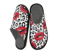 ISAOA Pantoufles d'intérieur et d'extérieur antidérapantes avec message lèvres rouges pour homme et femme 34-35, Message Red Lips, 36/37 EU