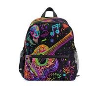 ISAOA Petit sac à dos d'école, sac à dos d'école, sac à dos à bandoulière pour enfants avec inscription « A Guitar and A Note Singing in A Musical Scene », sac à dos décontracté pour garçons et filles