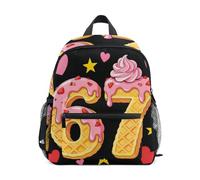 ISAOA Petit sac à dos d'école, sac à dos d'école, sac à dos décontracté pour garçons et filles Motif gâteau gaufré Seven and Six