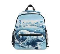 ISAOA Petit sac à dos d'école, sac à dos d'école, sac à dos décontracté pour garçons et filles Motif ours polaire Swim in the Water