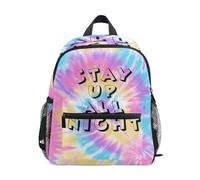 ISAOA Petit sac à dos d'école « Stay Up All Night Tie Dye » pour enfants, petit sac à dos d'école, sac à dos décontracté pour garçons et filles