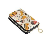 ISAOA Porte-cartes de crédit en cuir avec fermeture éclair - Étui fin pour cartes de visite - Guitare musicale pour femme et homme, multicolore