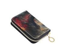 ISAOA Porte-cartes de crédit en cuir avec fermeture éclair - Étui pour cartes de visite - Dragon de guerre pour femme et homme