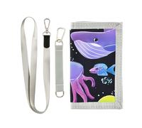 ISAOA Portefeuille à trois volets avec motifs d'animaux marins mignons pour garçons et filles, avec poche zippée pour pièces de monnaie et porte-cartes - Cadeau d'anniversaire pour enfants