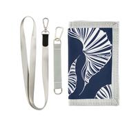 ISAOA Portefeuille à trois volets avec poche zippée pour pièces de monnaie et porte-cartes Motif coquillages océans Bleu foncé