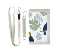 ISAOA Portefeuille à trois volets pour garçons et filles, motif toucan oiseau avec poche zippée pour pièces de monnaie et porte-cartes