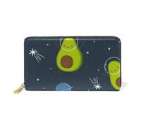 ISAOA Portefeuille en cuir avec motif avocat mignon dans l'espace, sac à main multifonction avec fermeture éclair, grande capacité, 19 cm, #01, Taille unique, Mode
