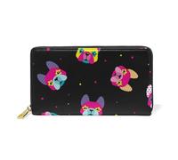 ISAOA Portefeuille en cuir pour chiens Pitbull à pois mignons, sac à main multifonction, pochette à fermeture éclair, grande capacité, 19 cm, #01, Taille unique, Mode