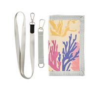 ISAOA Portefeuilles colorés corail pour garçons et filles, portefeuille à trois volets avec poche zippée pour pièces de monnaie et porte-cartes