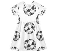 ISAOA Robe blanche à manches courtes pour filles, évacuation de l'humidité, séchage rapide, robe décontractée pour tout-petits et enfants (2T-8T)
