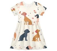 ISAOA Robe décontractée à manches courtes pour chienne fille, évacuation de l'humidité, séchage rapide pour tout-petits et enfants (2T-8T)