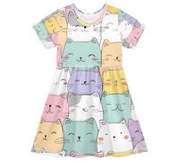 ISAOA Robe décontractée à manches courtes pour filles, évacuation de l'humidité, séchage rapide, pour tout-petits et enfants (2T-8T), #01, 6-8 ans