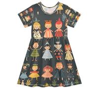 ISAOA Robe d'été à manches courtes pour petites filles 2-8 ans graffiti humain, multicolore, 5-6 ans