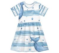 ISAOA Robe d'été à manches courtes pour petites filles, 2-8 ans, mots-clés Lovely Whale, multicolore, 2 ans