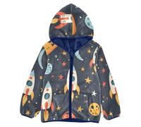 ISAOA Rocket Planet Veste polaire à capuche et fermeture éclair pour enfant de 3 ans, Rocket, Planet, 7-8 ans Grande taille
