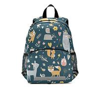 ISAOA Sac à dos avec rênes pour garçons et filles Motif animaux de la forêt : écureuil, ours, cerf, renard, hibou, avec rênes pour garçons et filles, sac à dos pour enfants, maternelle, sac de voyage