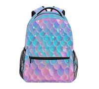 ISAOA Sac à dos d'école, cartable de voyage, motif écailles de poisson, super romantique pour adolescents, filles, garçons