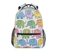 ISAOA Sac à dos d'école, cartable de voyage, sac d'école, vert, rose, bleu, éléphant pour adolescents, filles, garçons
