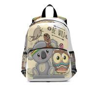 ISAOA Sac à dos pour enfant avec rênes pour garçons et filles, adorable bébé koala, hibou, oiseau, aboriginal pour enfants, sac à dos pour crèche maternelle avec clip de poitrine