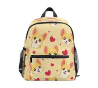 ISAOA Sac à dos pour enfant, cartable d'école, sac de voyage, mignon Corgi Love pour filles, garçons et enfants