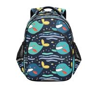 ISAOA Sac à dos pour enfant - Pour enfants - Pour enfants préscolaires ou maternelles - Motif baleine bleue et verte - 3 à 8 ans, multicolore, S