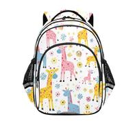 ISAOA Sac à dos pour enfant pour enfants préscolaires ou maternelles Jaune/bleu girafes de 3 à 8 ans, multicolore, M