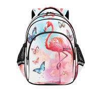 ISAOA Sac à dos pour enfant pour enfants préscolaires ou maternelles Motif papillon bleu flamant rose 3-8 ans, multicolore, S