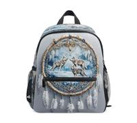 ISAOA Sac à dos pour enfant, sac d'école, sac de voyage, attrape-rêves, trois loups pour filles, garçons et enfants