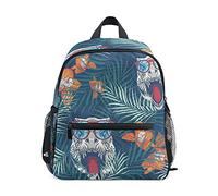 ISAOA Sac à dos pour enfants avec sangle de poitrine et sangle de poitrine Motif jungle tropicale Dinosaures, multicolore, 25.4 x 15.24 x 30.48 cm