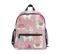 ISAOA Sac à dos pour enfants de 3 à 8 ans Motif lama alpaga cactus Rose