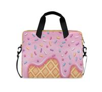 ISAOA Sacoche de transport compacte pour ordinateur portable avec sangle rembourrée pour glace verte, rose, pain et poche zippée pour accessoires