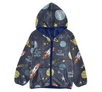 ISAOA Space Rocket Planet Veste polaire à capuche et fermeture éclair pour enfant de 3 ans, Planète fusée spatiale, 7-8 ans Grande taille