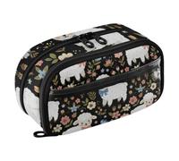 ISAOA Tie Little Lamb Trousse à crayons avec 3 compartiments, esthétique, papeterie, fournitures essentielles pour l'école secondaire pour adolescentes, filles, garçons, adultes