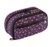 ISAOA Trousse à crayons avec motif étoile à cinq branches sur fond violet en PVC transparent, fermeture éclair étanche, organiseur avec séparateur en polyéthylène, grande capacité, rangement pour