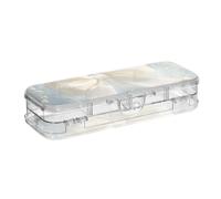 ISAOA Trousse à crayons avec nœud en perle pure avec couvercle à bouton-pression, trousse à stylos transparente à double étage avec 4 règles de séparation pour l'école et le bureau