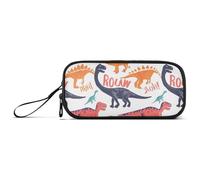 ISAOA Trousse à crayons colorée de grande capacité avec 3 compartiments - Grande trousse de rangement pour adolescents, garçons, filles, adultes et étudiants, Dinosaure et mot colorés, Taille unique