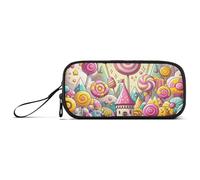 ISAOA Trousse à crayons colorée de grande capacité avec 3 compartiments pour adolescents, garçons, filles, adultes et étudiants, Sucette sucette colorée, Taille unique, Organiseur de sac