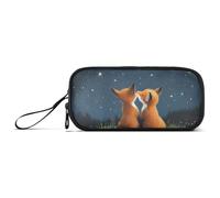 ISAOA Trousse à crayons de grande capacité avec 3 compartiments Fox Under The Stars - Grande trousse de rangement pour adolescents, garçons, filles, adultes et étudiants, Renard sous les étoiles