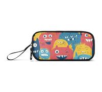 ISAOA Trousse à crayons de grande capacité avec 3 compartiments - Grande trousse de rangement pour adolescents, garçons, filles, adultes et étudiants, Monstres colorés, Taille unique, Organiseur de
