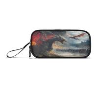 ISAOA Trousse à crayons de grande capacité avec 3 compartiments, pochette de papeterie, motif dragon de guerre pour fournitures scolaires et de bureau