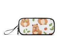 ISAOA Trousse à crayons de grande capacité avec motif chien de prairie - 3 compartiments - Grande trousse de rangement portable pour adolescents, garçons, filles, adultes, étudiants, Motif chien de