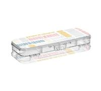 ISAOA Trousse à crayons géométrique rectangulaire dessinée à la main avec couvercle à pression, double étage transparente avec 4 règles de séparation pour l'école, le bureau