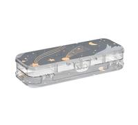 ISAOA Trousse à crayons magique avec couvercle à bouton-pression, double étage, transparente avec 4 règles de séparation, pour l'école, le bureau