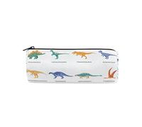 ISAOA Trousse à crayons ronde avec icônes isolées colorées en forme de dinosaures, trousse de rangement portable, pochette de rangement, porte-stylo, adaptée pour les enfants, les étudiants ou les