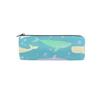 ISAOA Trousse à crayons ronde colorée avec baleine et requin - Pour enfants, étudiants ou officiers - Trousse de maquillage de voyage, #01, Taille unique, Charmant