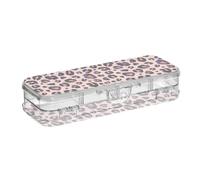ISAOA Trousse à crayons rose léopard animal guépard avec couvercle à pression, trousse à stylos transparente à double étage avec 4 règles de séparation pour l'école et le bureau