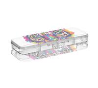 ISAOA Trousse à crayons Tiger arc-en-ciel avec couvercle à bouton-pression, trousse à stylos transparente à double étage avec 4 règles de séparation pour l'école et le bureau
