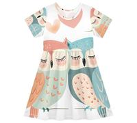 ISAOA Two Eagles Fall in Love Robe décontractée à manches courtes pour filles, évacuation de l'humidité, séchage rapide pour tout-petits et enfants (2T-8T), #01, 4 ans